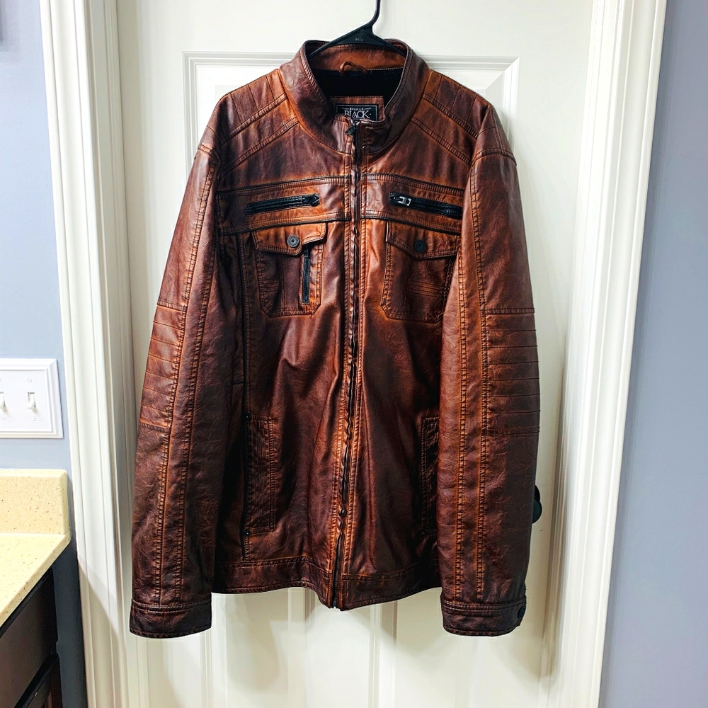 Washed Faux Leather Moto Jacket from Buckle